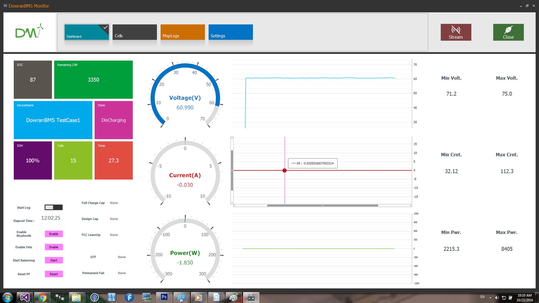 Battery monitoring dashboard